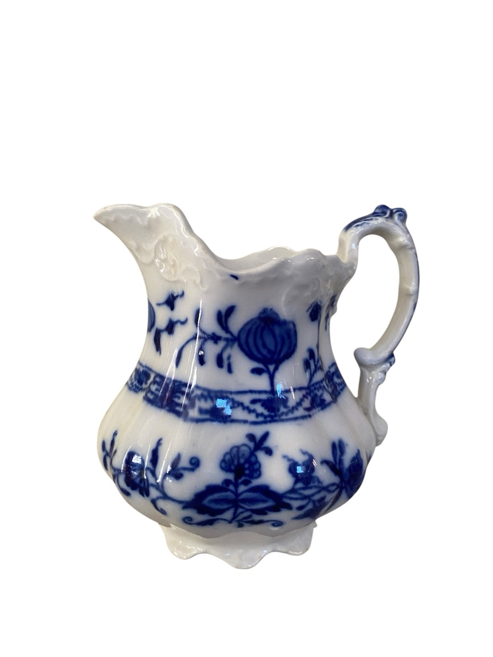 Vtg 1900s Johnson Brothers floral Creamer Blue & White Floral Ceramic Pitcher